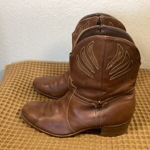 Vtg Womens Sz 11 D Brown Florsheim Designer Collection Western Ankle Boots